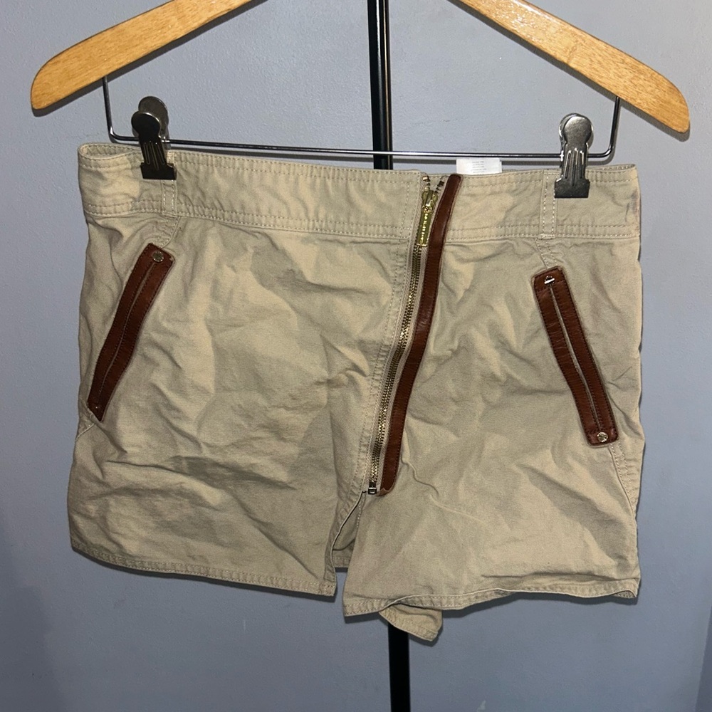 Michael Kors Tan Cargo Shorts with Brown Zippers